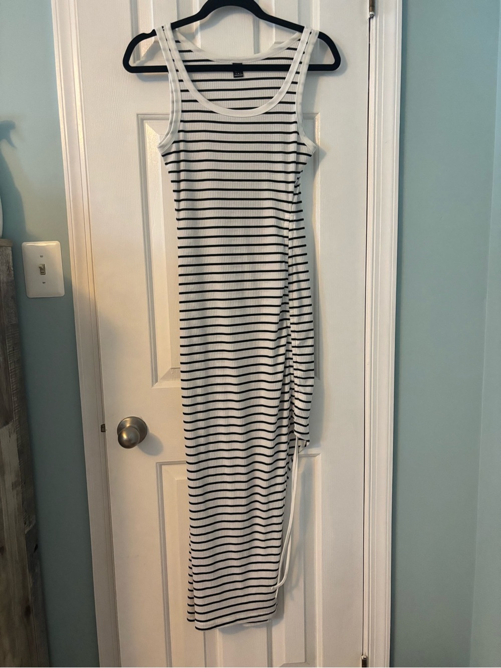 SHEIN Striped Black & White Sleeveless Midi/Maxi Bodycon Dress